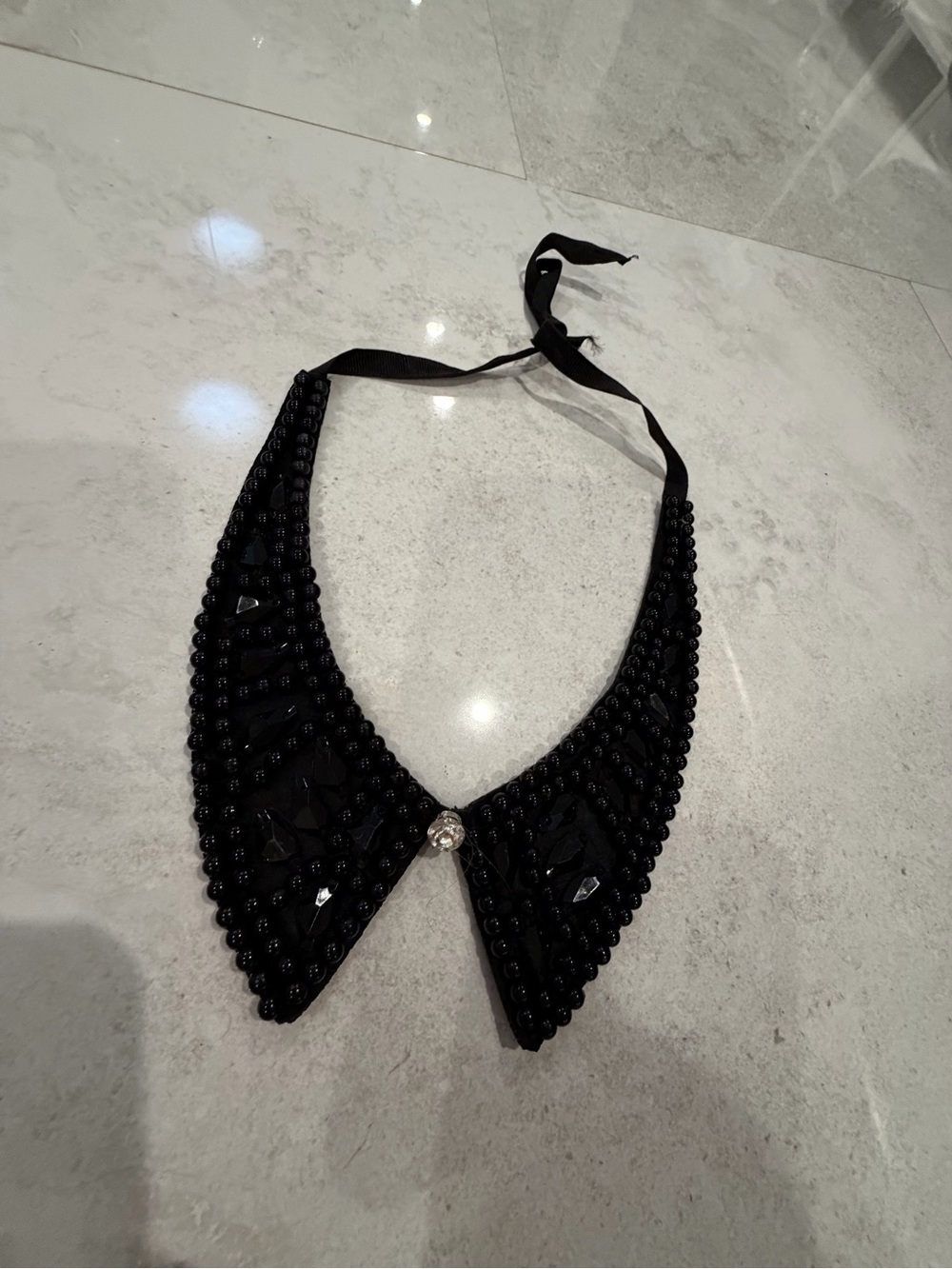 Beaded Detachable Collar Necklace - Black